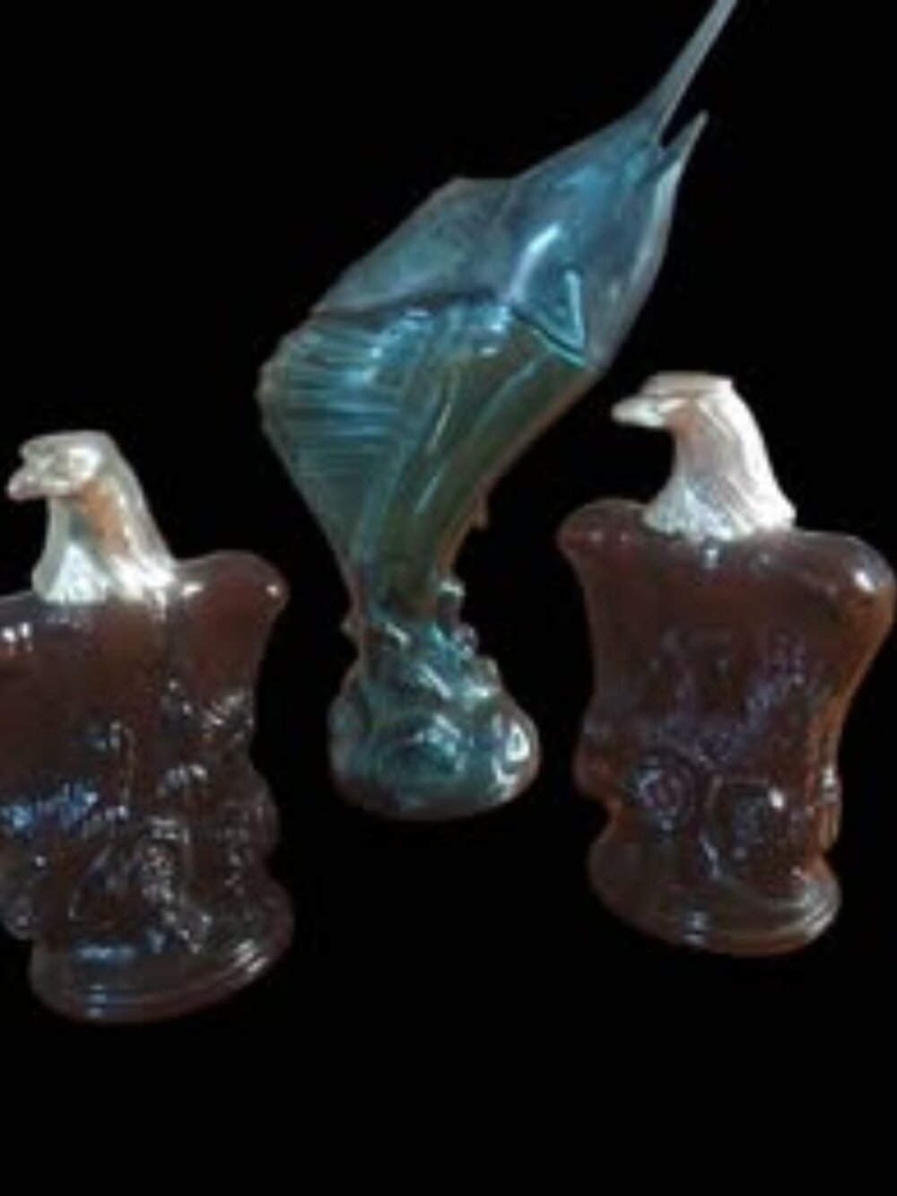 Vintage Eagle and Marlin Glass Decanters